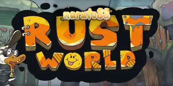 Tampilan visual slot Rust World dengan tema pasca-apokaliptik dan grid 7x7